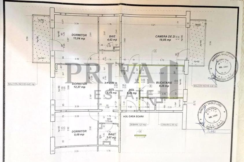 Apartament 4 camere, 2 bai, 2 balcoane, centrala - 1