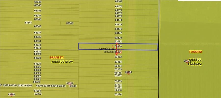 Teren extravilan 12.167 mp – Branesti, Ilfov – deschidere 27 m - 2