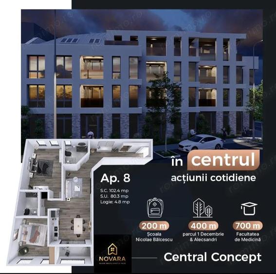 3 camere spatios bloc nou Ultracentral - 3