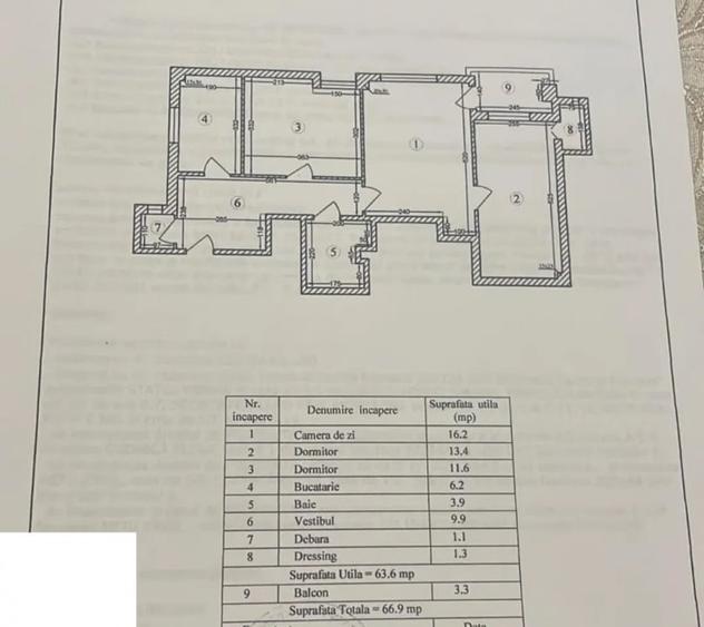 3 Camere  Et.4/9  An constructie 1976 Zona Lujelului - 1