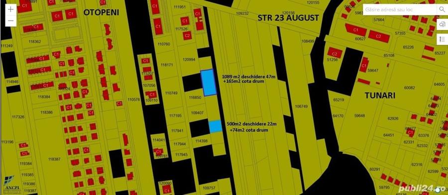 de vanzare sau chirie Teren intravilan str 23 august nr258T1 latime drum 7m 1254m2 si 576m2 - 1