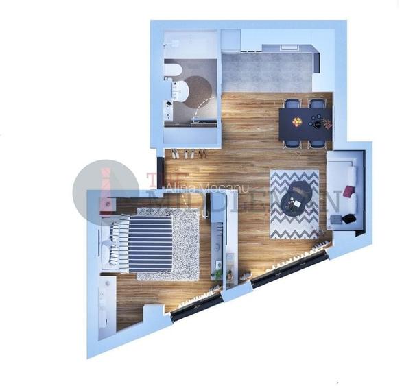 Studio dublu  cu 44 mp utili langa Mall Veranda