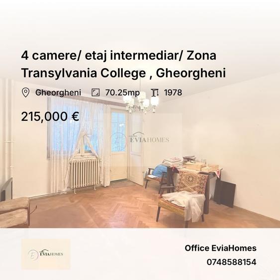 4 camere/ etaj intermediar/ Zona Transylvania College , Gheorgheni - 1