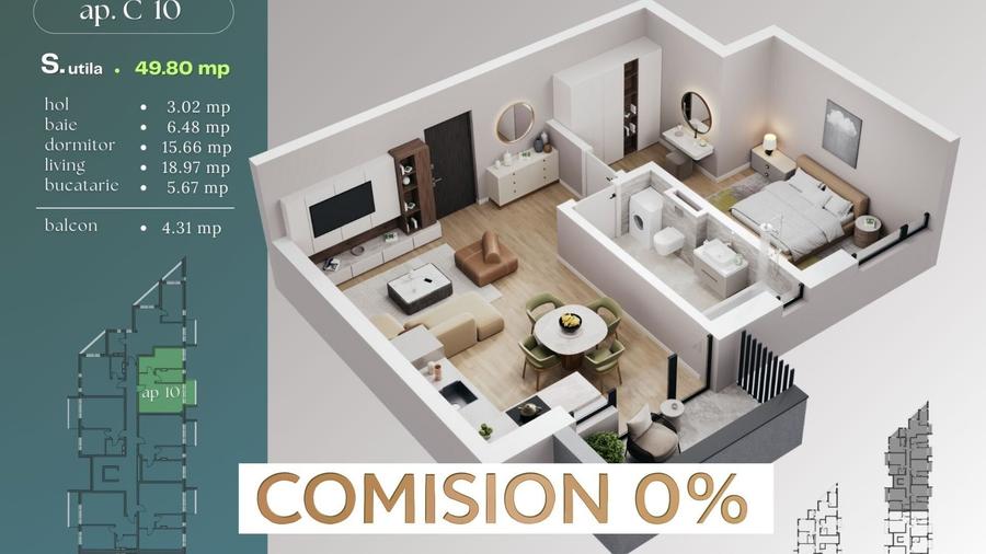 Comision 0% Apartament 2 camere | Proiect NZEB | Zonă de Nord Timișoara | - 1