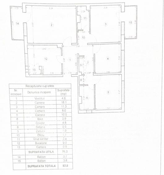 Vand apartament 4 camere, decomandat, etaj 1 - 2