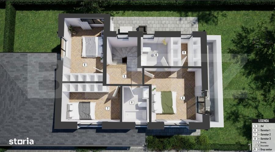 Casa individuala 4 camere, 126mp, 445 teren liber, clasa A+, zona Flor - 12