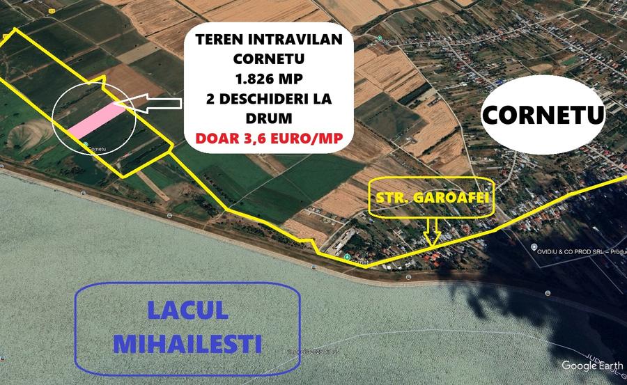 Cornetu – 1826 mp, aproape de București și Lacul Mihăilești - doar 3,6 euro/mp - 2