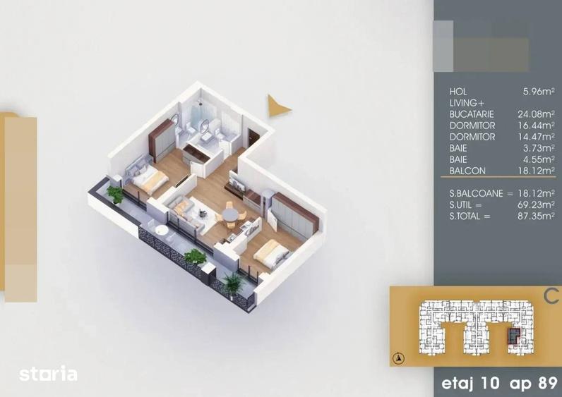 Apartament 3 camere mutare rapida 8 min metrou Nicolae Teclu - 2