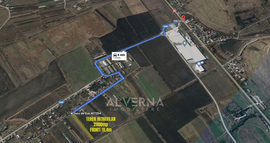 Teren intravilan - cadastrat - 2900mp - front 11.4m - Jucu de Mijloc - 2