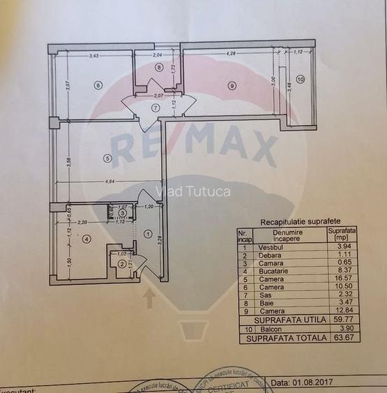 Apartament cu 3 camere semidecomandat, mobilat în Titan Apartament cu 3 camere semidecomandat, mobilat în Titan