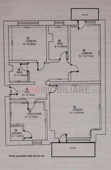 3 camere, doua balcoane, etaj 3, Sagului - 15