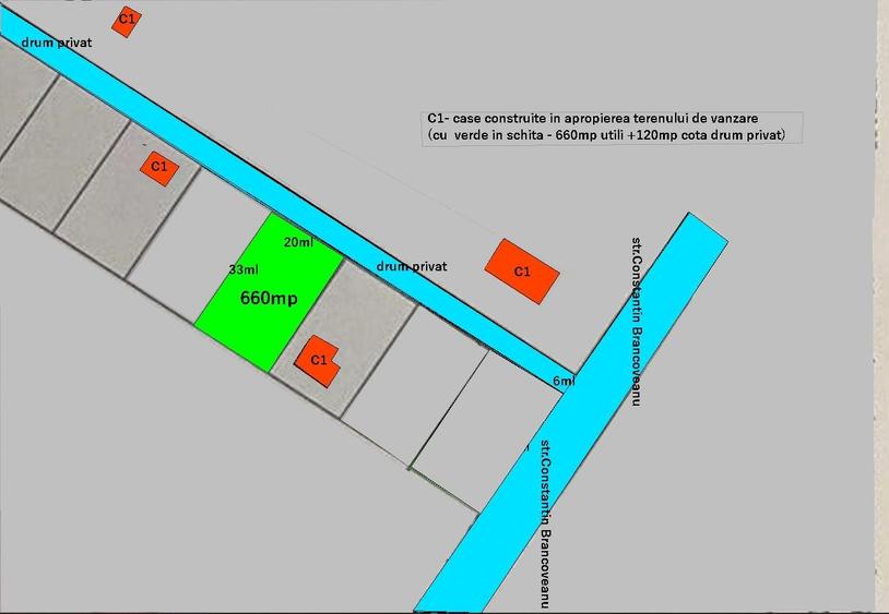 Teren intravilan 780mp(660mp+cota dr),intre case nou construite! - 1