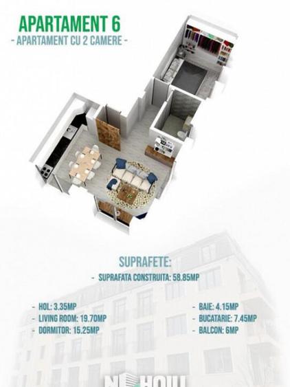 Apartament cu 2 Camere de vanzare in Nehoiu Ultracentral - 3