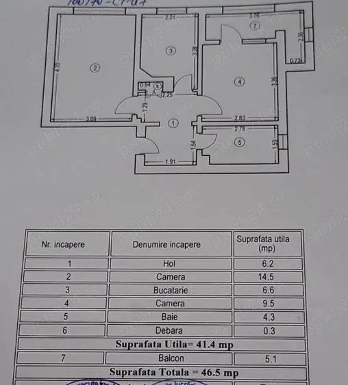 Apartament cu 2 camere decomandat în Nord