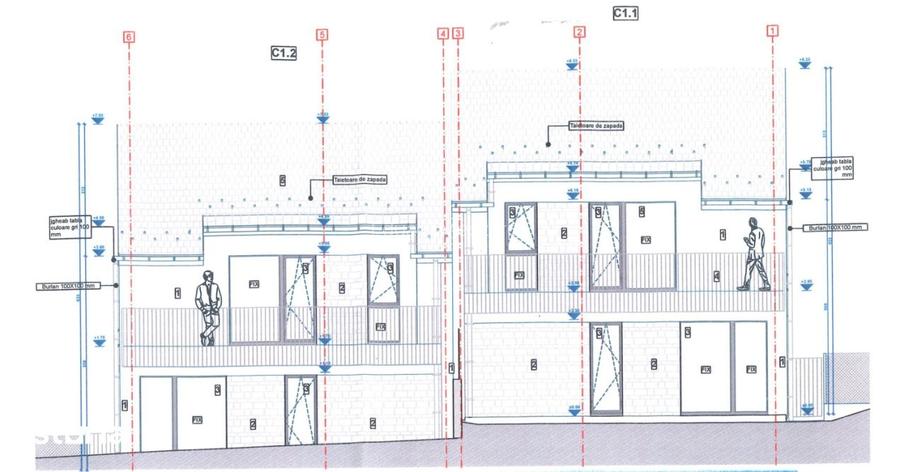 Proiect autorizat duplex (2 unitati) teren intravilan 700 mp Chint