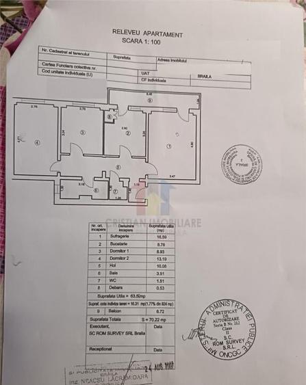 SUPER PRET! Ap 3 camere, Decomandat, zona Vidin Etaj 4/5, 70 - 7