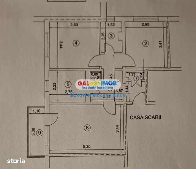 Apartament cu 3 camere decomandat în Republicii