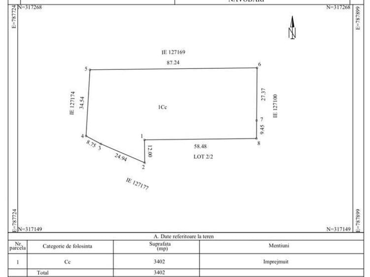 Teren Construcții intravilan de 3402 mp, în Exterior Vest