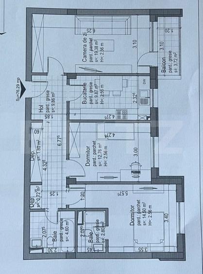 Apartament cu 3 camere decomandat în Tractorul