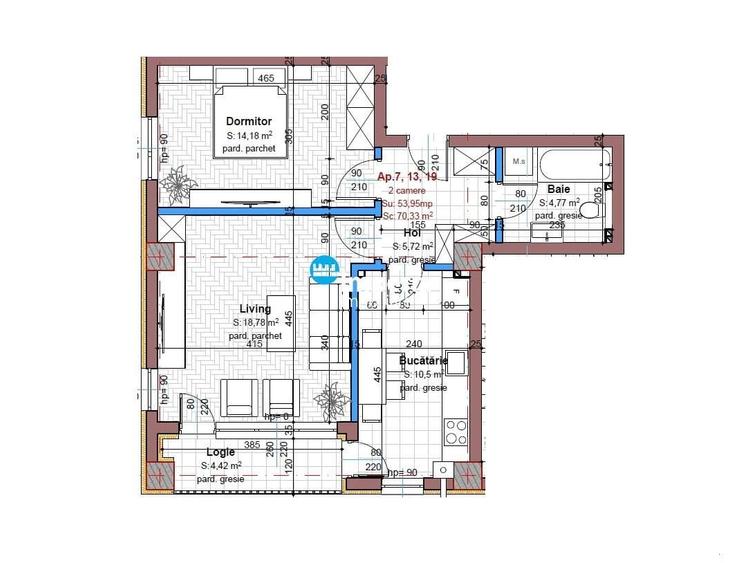 Apartament cu 2 camere decomandat în Cug