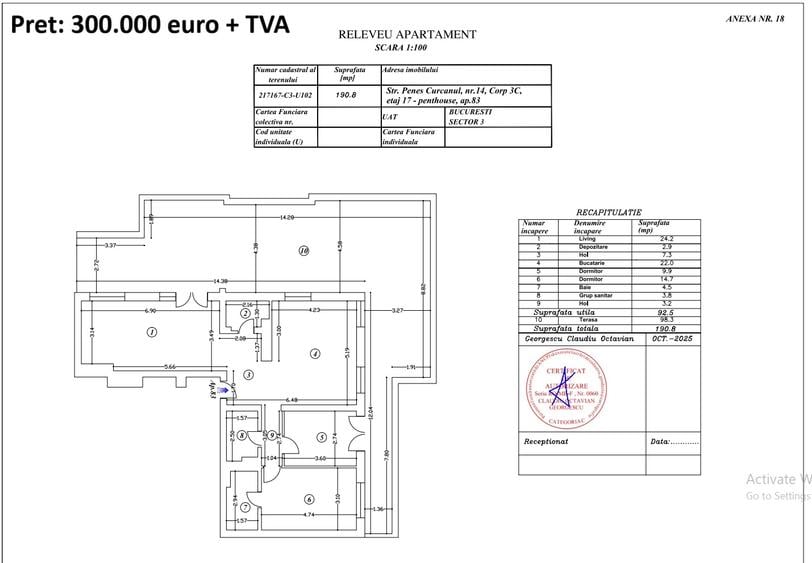 Penthouse cu 4 camere decomandat în Mihai Bravu
