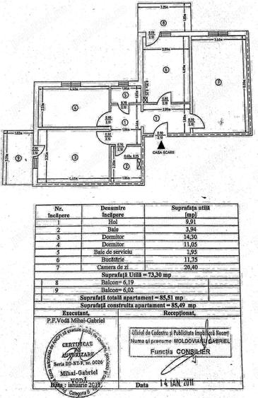 Apartament cu 3 camere semidecomandat în 1 Mai