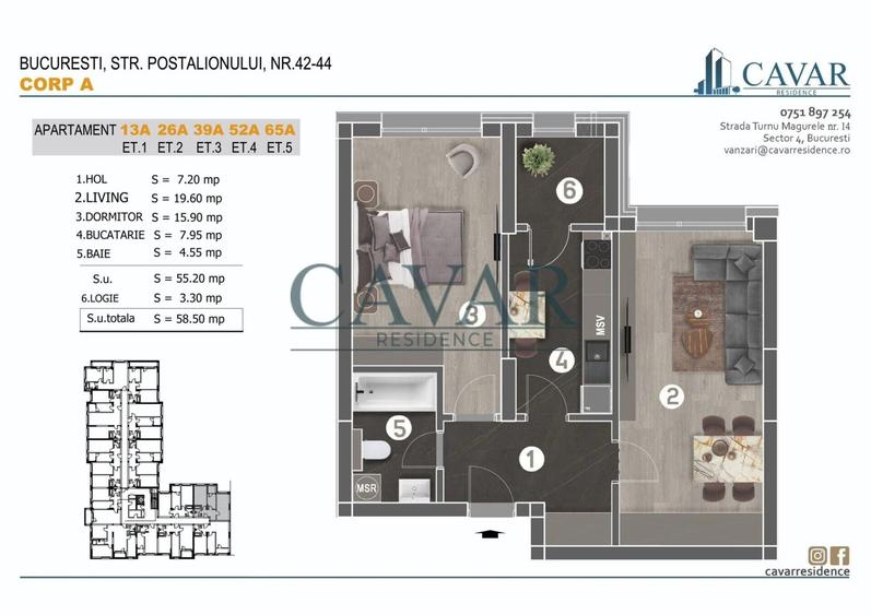 Apartament cu 2 camere decomandat în Brâncoveanu — fotografia 1