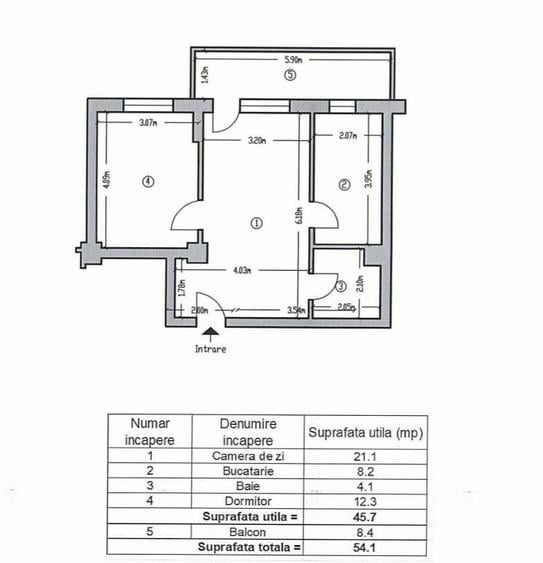 Apartament cu 2 camere în Craiovei