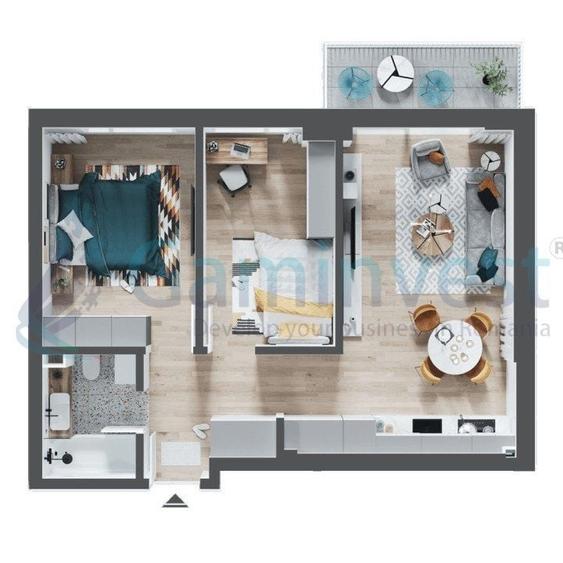 Apartament cu 3 camere în Nufărul