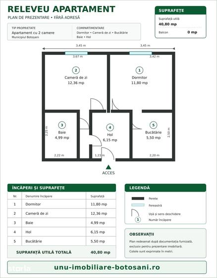 Apartament cu 2 camere decomandat în Central