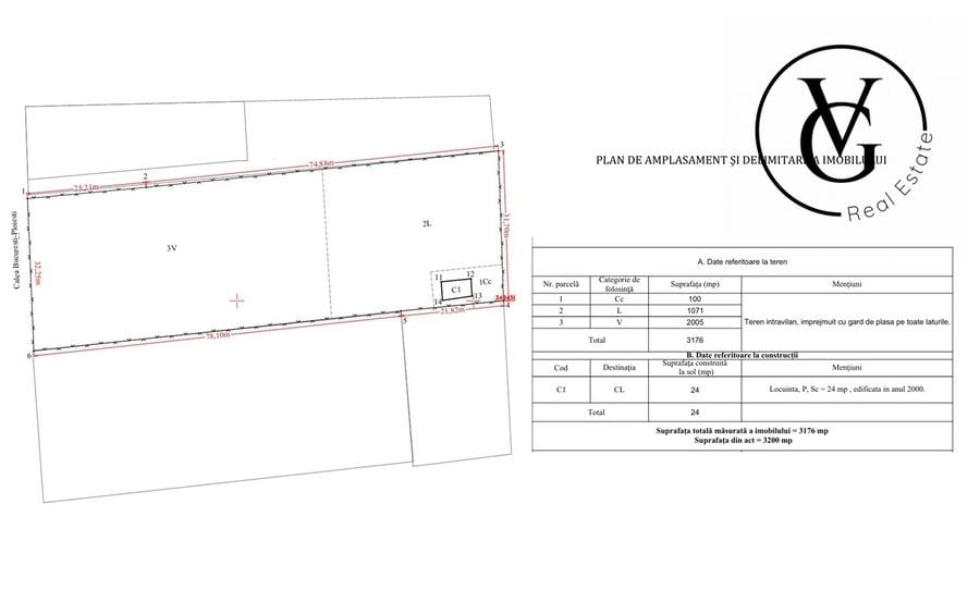 Teren agricol intravilan de 3176 mp, în Balotești