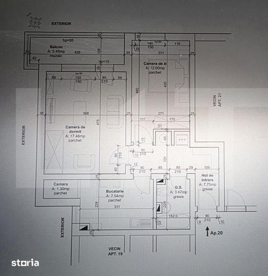 Apartament cu 2 camere decomandat în Nord