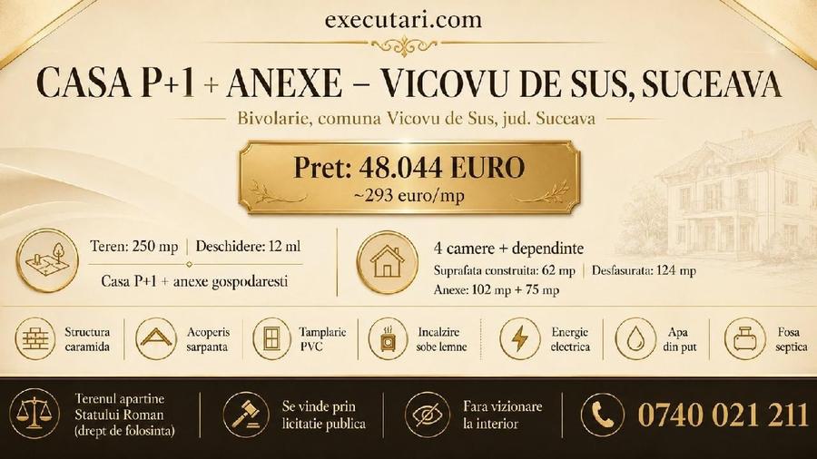 Casă individuală cu 4 camere în Vicovu de Sus