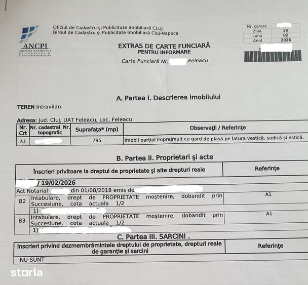 Teren de 795 mp, în Feleacu