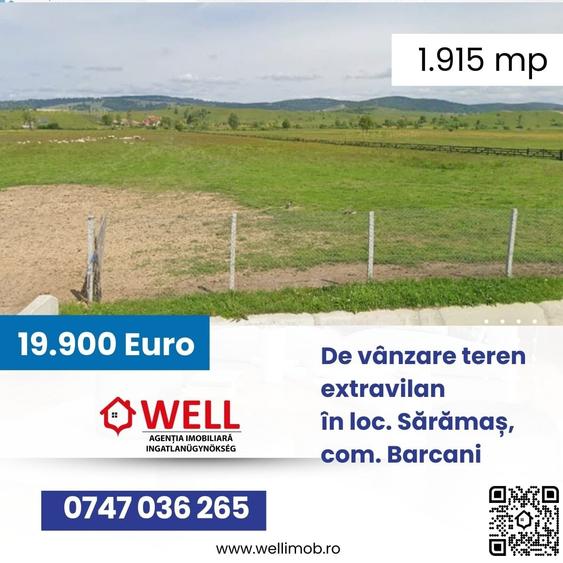 Teren extravilan de 1915 mp, în Sărămaș