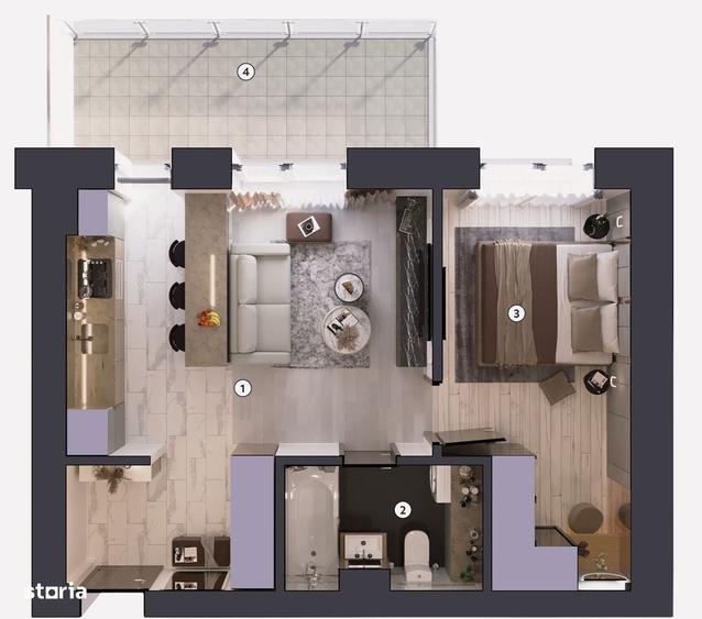Apartament cu 2 camere decomandat în Antiaeriană