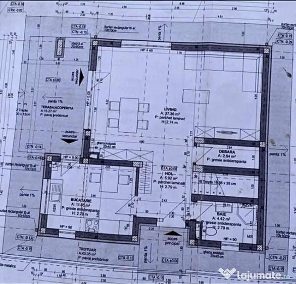 Casă cu 4 camere cu Teren 401 Mp în Luna
