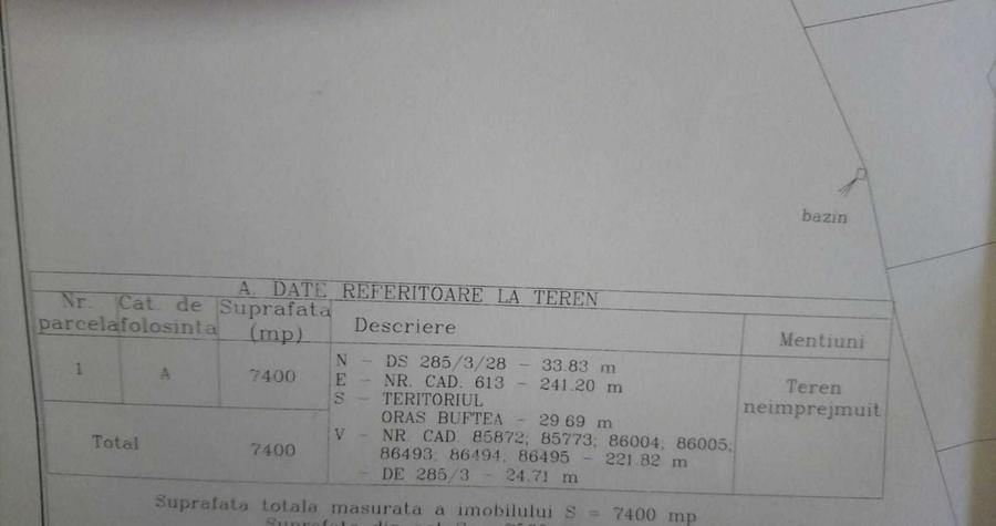 Teren Construcții intravilan de 7400 mp, în Buftea
