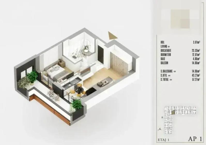 Apartament cu 2 camere decomandat în Theodor Pallady