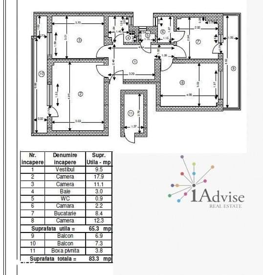 Apartament cu 3 camere decomandat în Sud