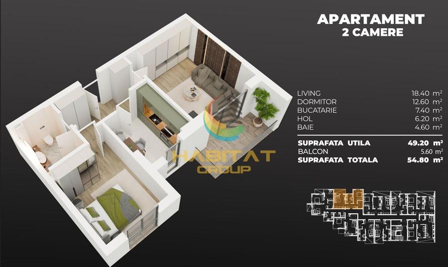 Apartament cu 2 camere decomandat în Sud-Est
