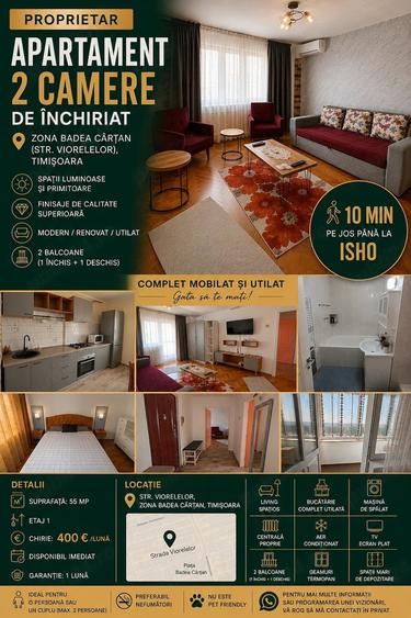 Apartament cu 2 camere decomandat în Central