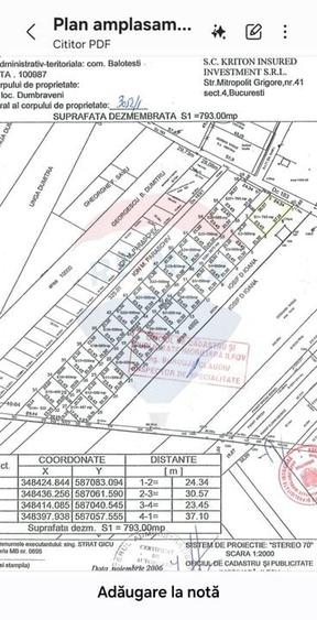 Teren Construcții intravilan de 500 mp, în Balotești