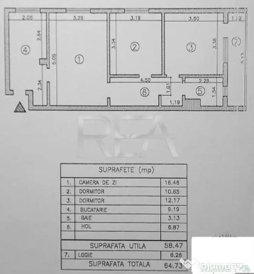Apartament cu 3 camere semidecomandat în Iancului