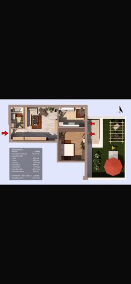 Apartament cu 2 camere decomandat în Valea Oltului