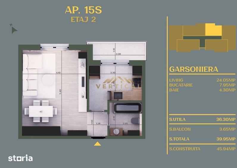 Apartament cu 2 camere în Vidra
