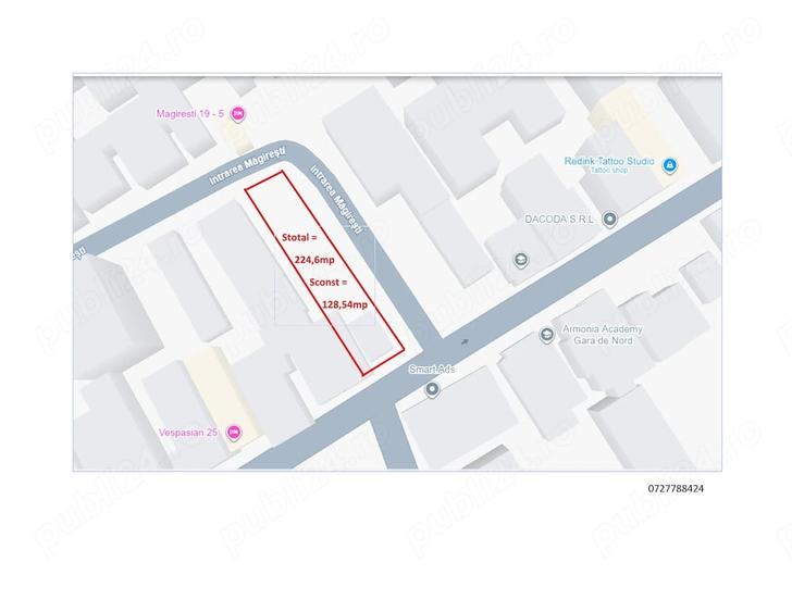 Sector 1 | 240 mp acte 224,6 mp cadastru | Deschidere pe 3 laturi | cca. 50 m front stradal | Lang - 2