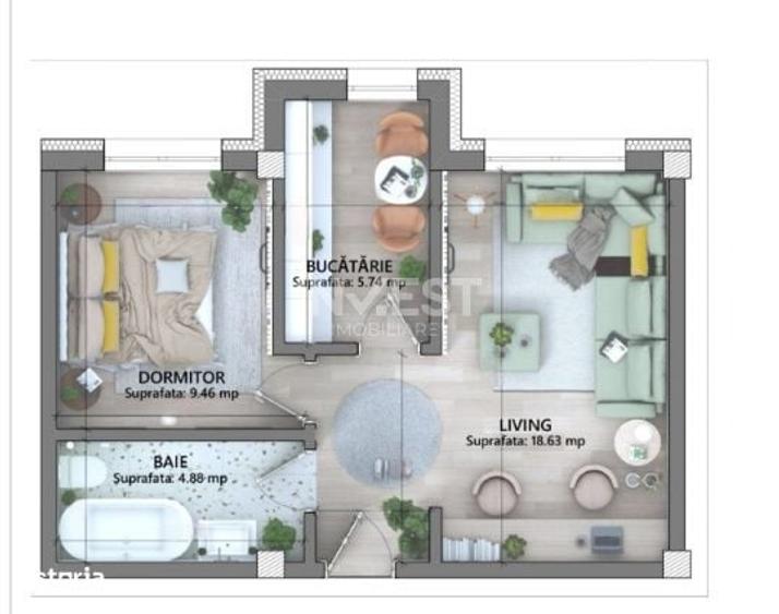 Apartament cu 2 camere în Lunca Cetățuii