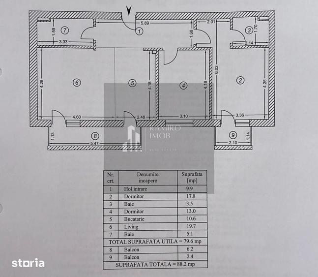 Apartament cu 3 camere decomandat în Central