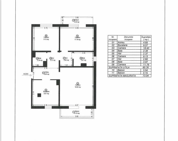 Apartament cu 3 camere decomandat, mobilat în Șagului